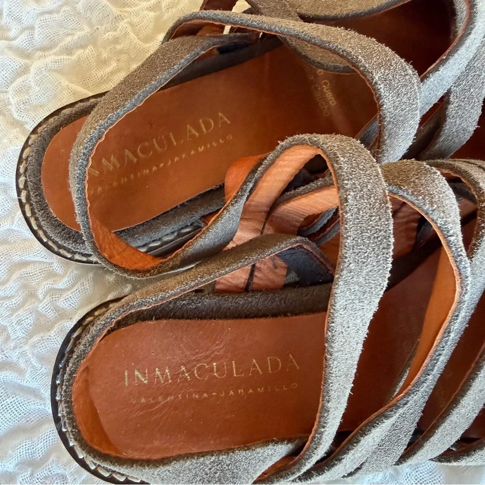 Inmaculada Gray Suede Slingback Closed Toe Shoe EU36/US6